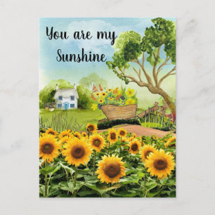 Gelbe Sonnenblumenlandschaft Postkarte