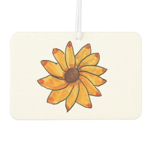 Gelbe Sonnenblumenmarkierhand gezogen Autolufterfrischer (Rückseite)