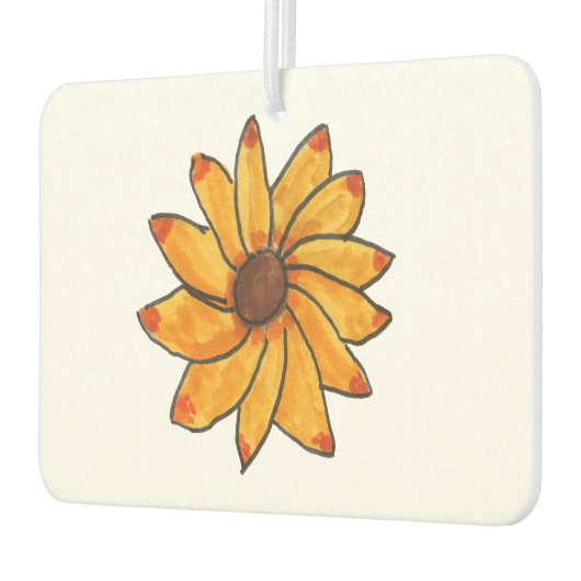 Gelbe Sonnenblumenmarkierhand gezogen Autolufterfrischer (Links)