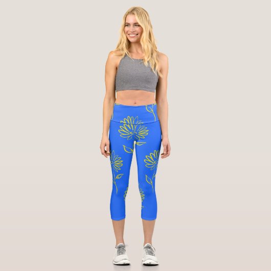 Gelbe Sonnenblumenmuster Leggings (Vorderseite)