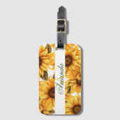 Gelbe Sonnenblumenmuster mit Namen Gepäckanhänger (Vorderseite Vertikal)