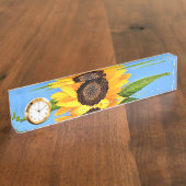 Gelbe Sonnenblumenplatte Namensplakette (Seite)