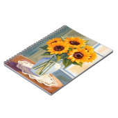 Gelbe Sonnenblumenstrauß-Aquarell-Blumen Notizblock (Linke Seite)