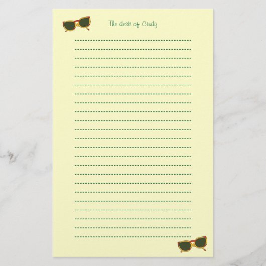 Gelbe Sonnenbrille Leinengestationerie Briefpapier (Vorderseite)