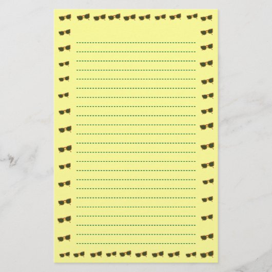 Gelbe Sonnenbrille Lined Stationery Briefpapier (Vorderseite)