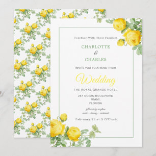Gelbe Sonnenrosen Elegante Florale Hochzeit Einladung