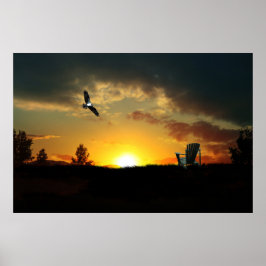 Gelbe Sonnenuntergang-Grasswiese-Poster Poster