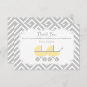 Gelbe Spaziergänger-Zwillings-Babyparty danken Dankeskarte (Vorne/Hinten)