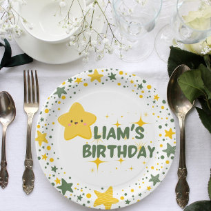 Gelbe spielerische Stern Thema Kind Party Teller