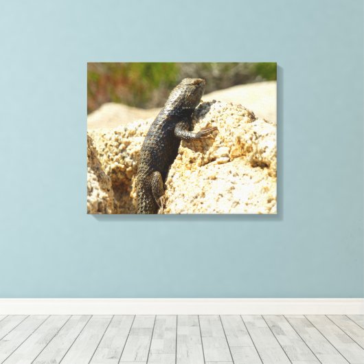 Gelbe Spiny Lizard bei Joshua Tree Leinwanddruck (Insitu (Holzboden))