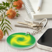 Gelbe Spirale auf Grün Schlüsselanhänger (Vorderseite rechts)