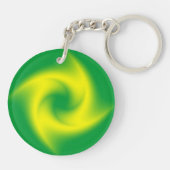 Gelbe Spirale auf Grün Schlüsselanhänger (Rückseite)