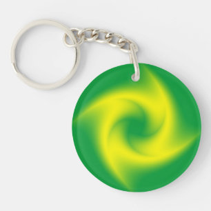 Gelbe Spirale auf Grün Schlüsselanhänger