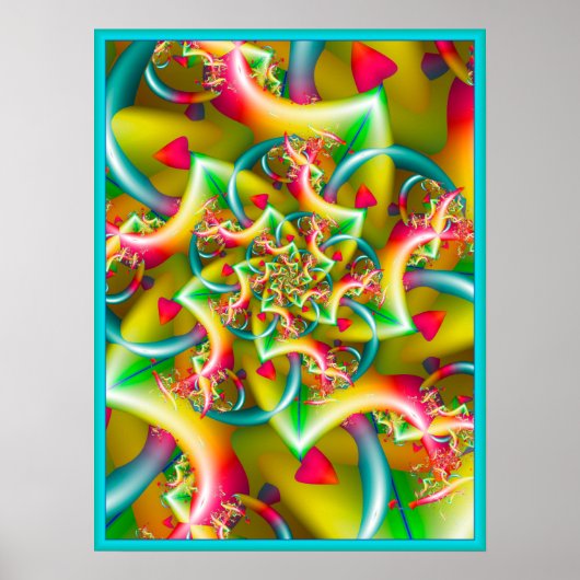 Gelbe Spirale mit rotem Herzen Poster (Vorne)