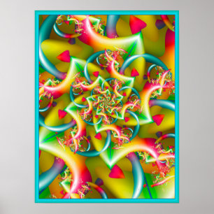Gelbe Spirale mit roten Herzen Poster