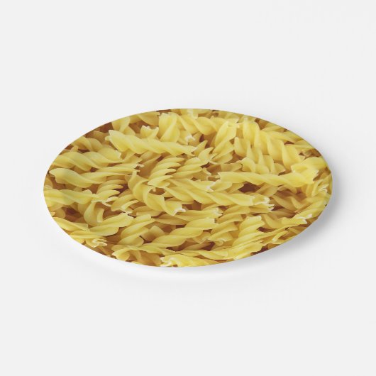 Gelbe Spiralpastete Pappteller (Schrägansicht)