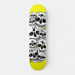 Gelbe Spritzer-Skulpturen Schwarze Skateboarddecke Skateboard