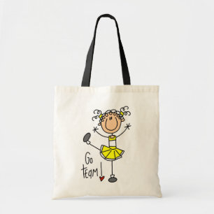 Gelbe Stäbchenfigur Cheerleader T-Shirts und Gesch Tragetasche