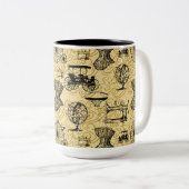 Gelbe Steampunk-Muster Tasse (VorderseiteRechts)
