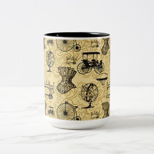 Gelbe Steampunk-Muster Tasse (Mittel)