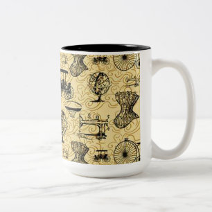 Gelbe Steampunk-Muster Tasse