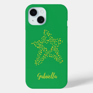 Gelbe Sterne auf Grün Case-Mate iPhone Hülle
