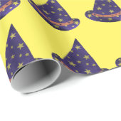 Gelbe Sterne auf Lila Zauberer Hass Halloween Geschenkpapier (Rolleneckpunkt)