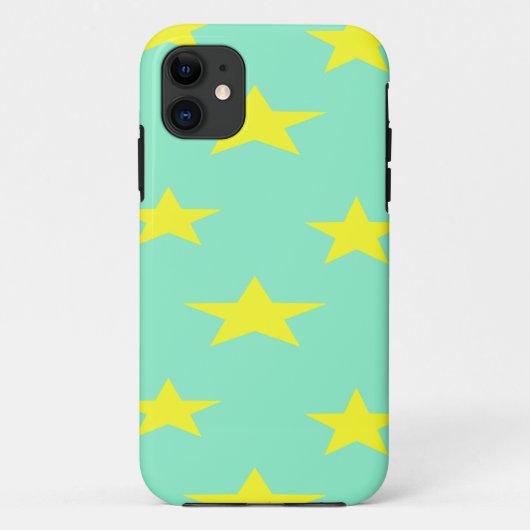 Gelbe Sterne auf Türkis Case-Mate iPhone Hülle (Rückseite)