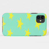 Gelbe Sterne auf Türkis Case-Mate iPhone Hülle (Rückseite (Horizontal))