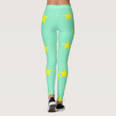 Gelbe Sterne auf Türkis Leggings (Rückseite)