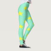 Gelbe Sterne auf Türkis Leggings (Rechts)