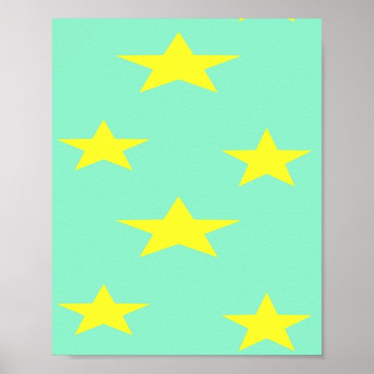 Gelbe Sterne auf Türkis Poster (Vorne)