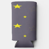 Gelbe Sterne in Kohlefarbe Selters Dosenkühler (Vorderseite)