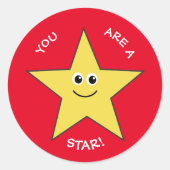 Gelbe Sterne Lehrer loben rot Runder Aufkleber (Vorderseite)