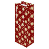 Gelbe Sterne und roter Hintergrund Geschenktüte Für Weinflaschen (Rückseite Schrägansicht)