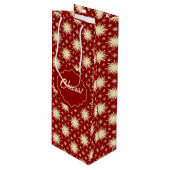 Gelbe Sterne und roter Hintergrund Geschenktüte Für Weinflaschen (Vorderseite Schrägansicht)