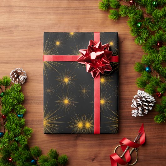 Gelbe Sternexplosion Geschenkpapier (Feiertagsgeschenk)