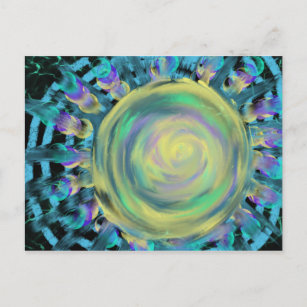 Gelbe Sternexplosion Spirale Moderne Prophezeiende Postkarte
