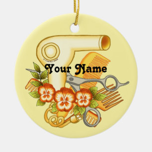 Gelbe Stiefmütterchen-Friseur-Ornament Keramik Ornament