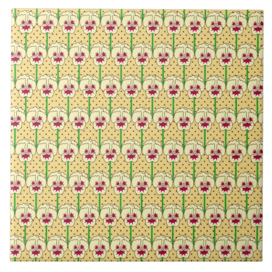 Gelbe Stiefmütterchen - Retro-Tapete Fliese (Vorderseite)