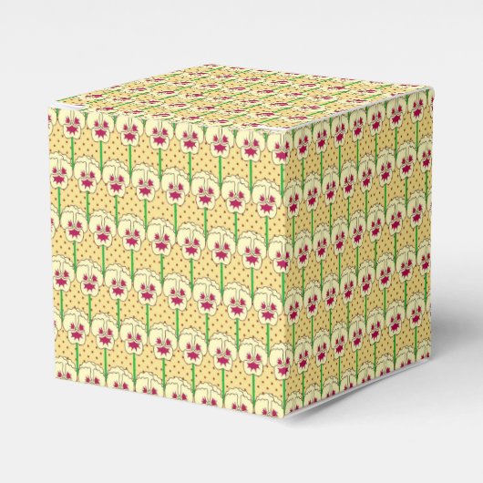 Gelbe Stiefmütterchen - Retro-Tapete Geschenkschachtel (Vorderseite)