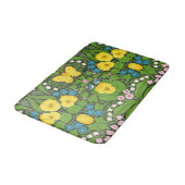 Gelbe Stiefmütterchen, Vögel und Schmetterlinge Badematte (Schrägansicht)