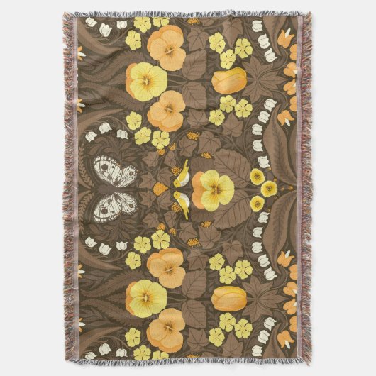 Gelbe Stiefmütterchen, Vögel und Schmetterlinge Decke (Vorderseite Vertikal)