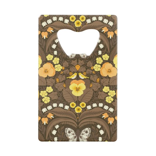 Gelbe Stiefmütterchen, Vögel und Schmetterlinge Geldbeutel Flaschenöffner (Vorderseite)