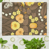 Gelbe Stiefmütterchen, Vögel und Schmetterlinge Geschirrtuch (Gefaltet)