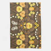 Gelbe Stiefmütterchen, Vögel und Schmetterlinge Geschirrtuch (Vertikal)