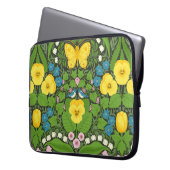 Gelbe Stiefmütterchen, Vögel und Schmetterlinge Laptopschutzhülle (Vorderseite Links)