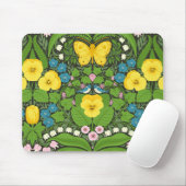 Gelbe Stiefmütterchen, Vögel und Schmetterlinge Mousepad (Mit Mouse)