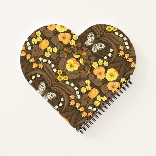 Gelbe Stiefmütterchen, Vögel und Schmetterlinge Notizblock (Rückseite)