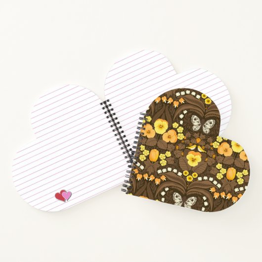 Gelbe Stiefmütterchen, Vögel und Schmetterlinge Notizblock (Innenseite)